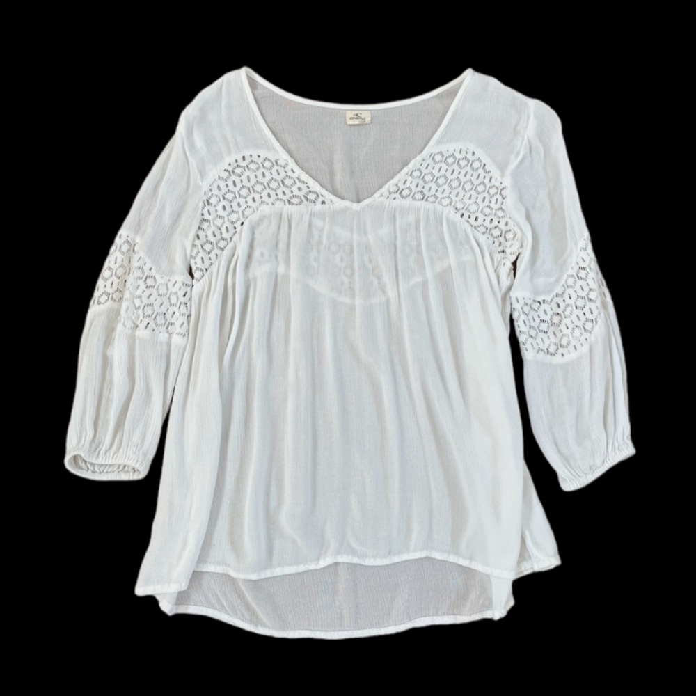 O’Neill Flowy White Lace Blouse Cover Up Top Women’s M